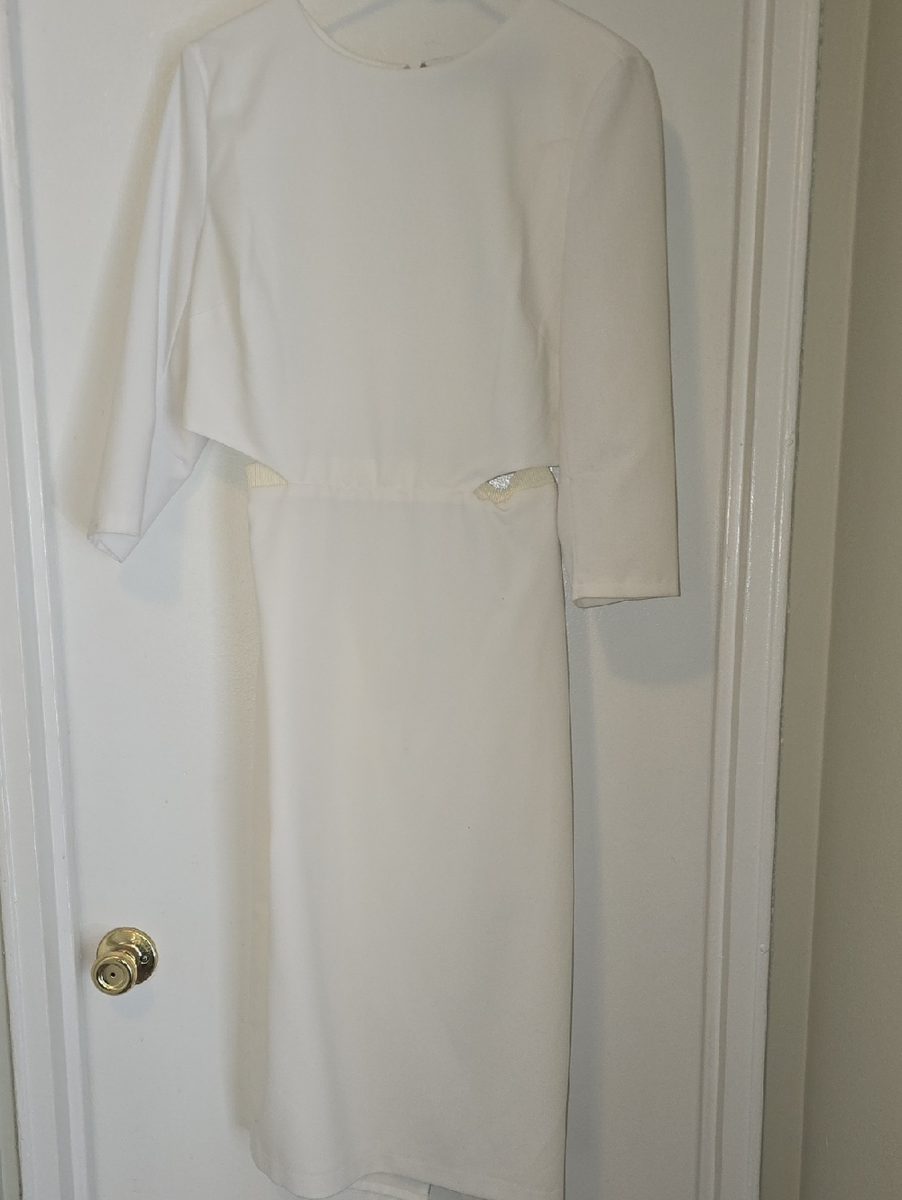 New York & Company White Long Sleeve Midi Dress